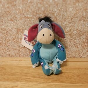 Disney Store Winnie the Pooh Dinosaur Eeyore Bean Bag Plush Toy 9" with Tags